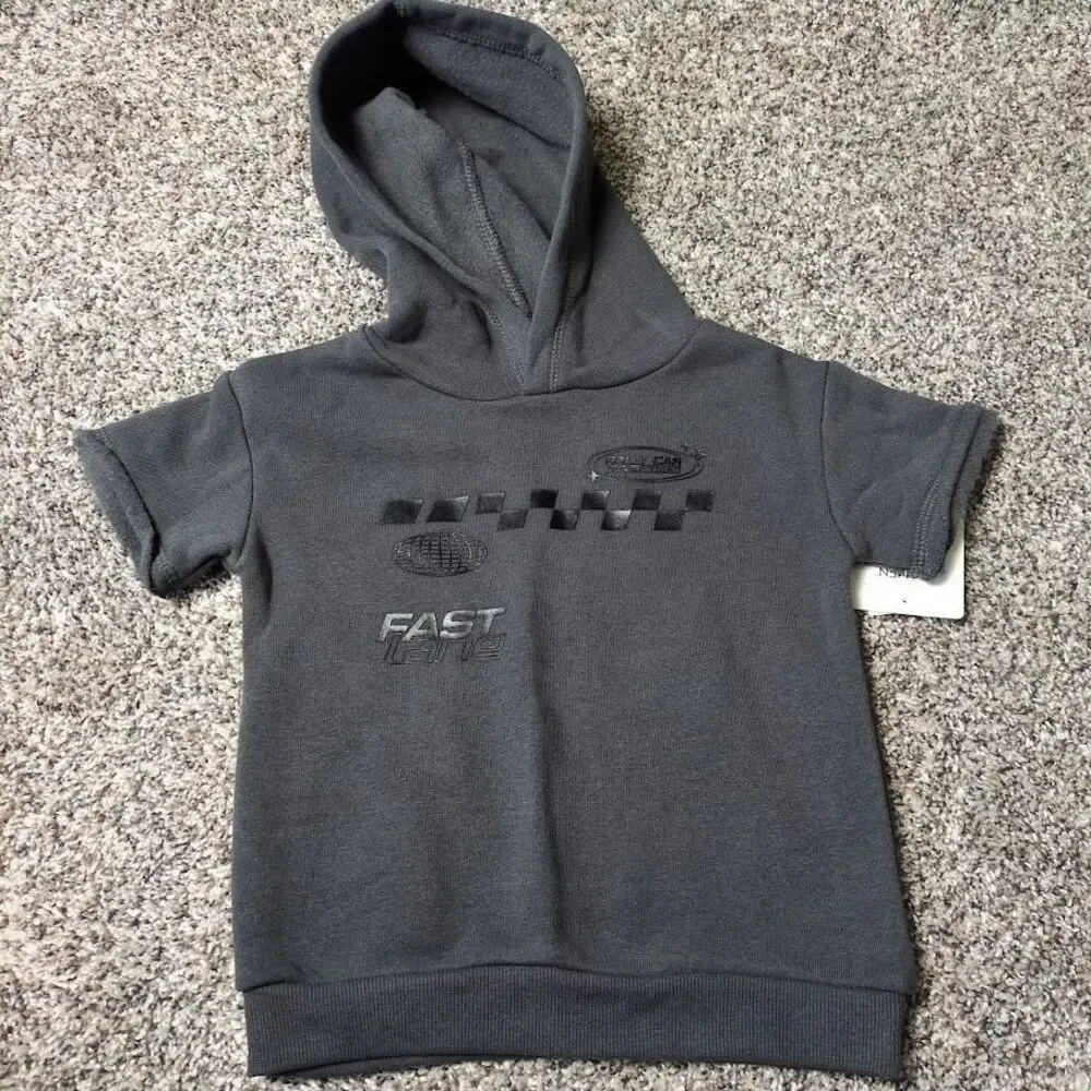 Grayson Mini Short Sleeve Sweatshirt Hoodie - Kids 18M Gray Fast Lane Rally Car